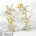 Fashion Jewelry CZ 925 Sterling Silver Earring with Gold Plating (Q-6822Y)